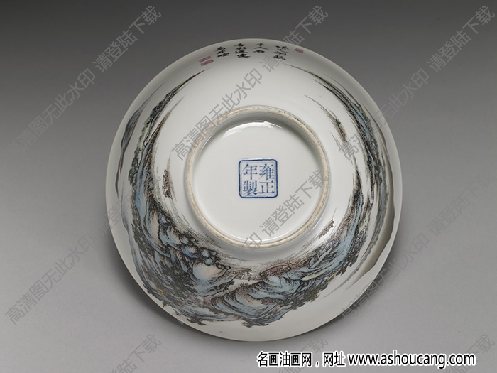 清雍正 琺瑯彩瓷虎丘山水碗 高清大圖下載