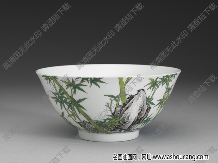 清雍正 琺瑯彩瓷竹石碗 高清大圖下載