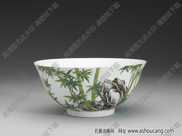 清雍正 琺瑯彩瓷竹石碗 高清大圖下載