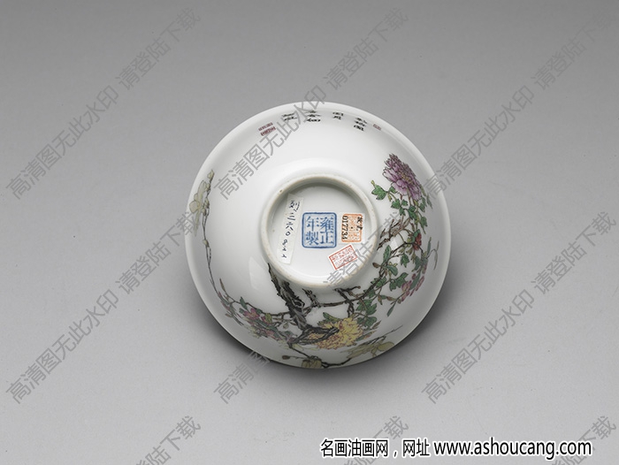 清雍正 琺瑯彩瓷玉堂富貴圖碗 高清大圖下載