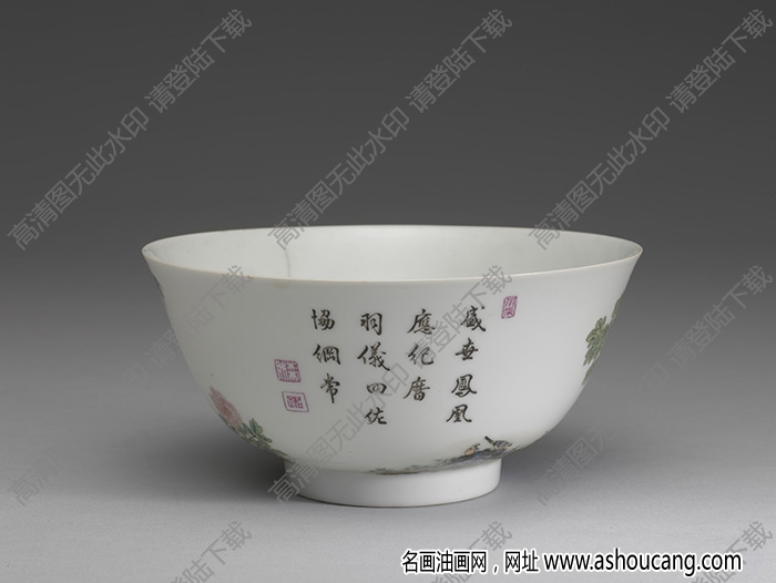 清雍正 琺瑯彩瓷五倫圖碗 高清大圖下載
