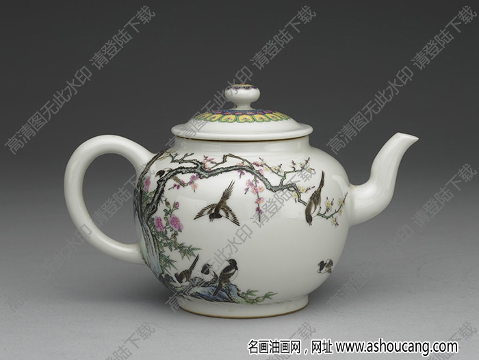 清雍正 竹梅報喜茶壺 高清大圖下載
