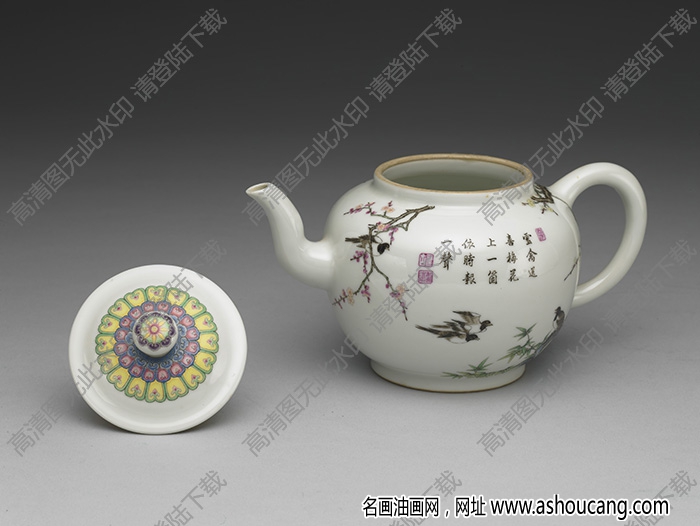 清雍正 竹梅報喜茶壺 高清大圖下載