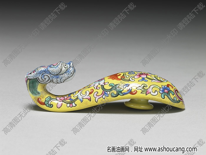 清 粉彩福連如意龍首帶鉤 高清大圖下載