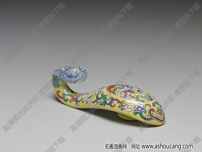 清 粉彩福連如意龍首帶鉤 高清大圖下載