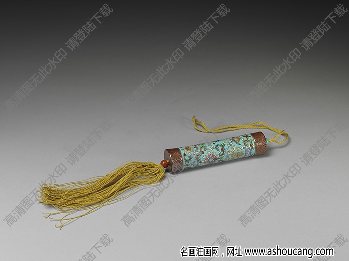 清 淺藍地粉彩纏枝花卉瓷牙簽筒 高清大圖下載