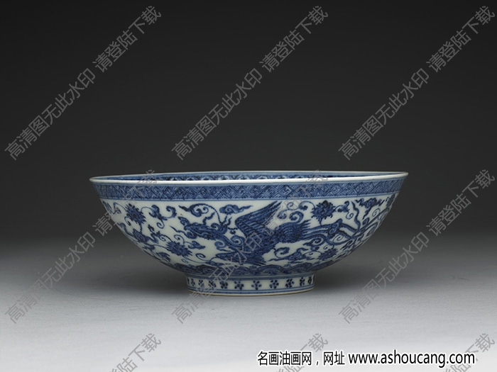 明永樂(lè) 青花穿蓮鳳紋碗 高清大圖下載