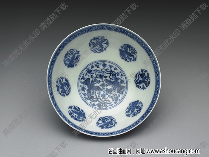 明永樂(lè) 青花穿蓮鳳紋碗 高清大圖下載