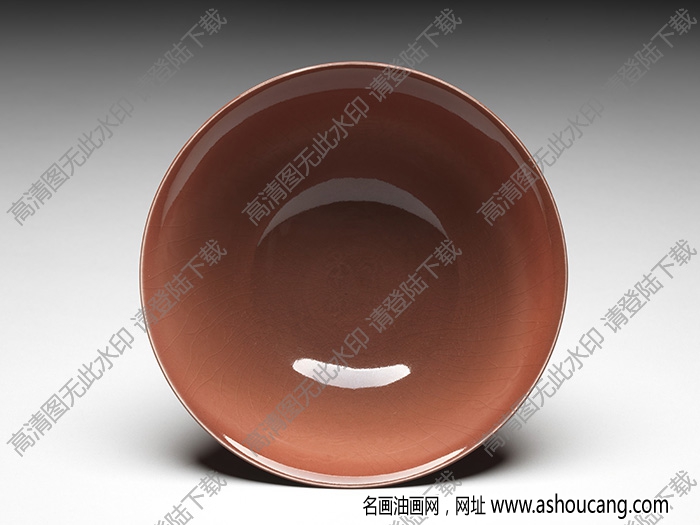 明永樂 紅釉暗龍紋高足碗 高清大圖下載