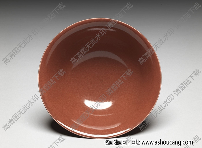 明永樂(lè) 紅釉暗龍紋高足碗 高清大圖下載