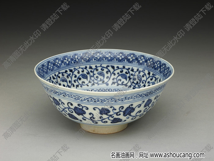 明永樂(lè) 青花蓮塘紋碗 高清大圖下載