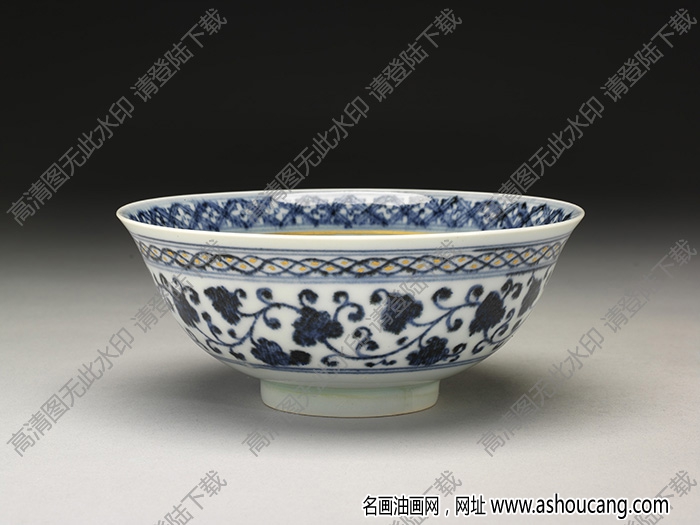 明永樂(lè) 青花蓮塘紋金彩碗 高清大圖下載