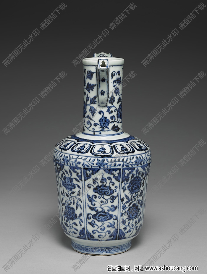 明永樂 青花花卉紋執(zhí)壺 高清大圖下載