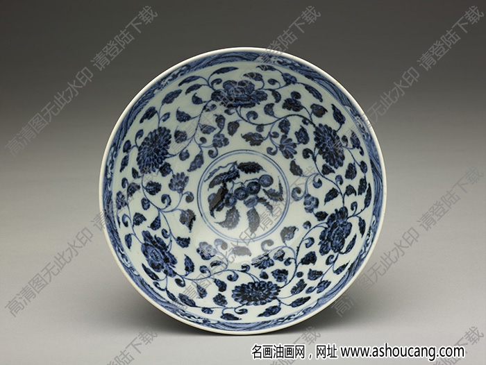 明永樂 青花四季花卉紋蓮子碗 高清大圖下載