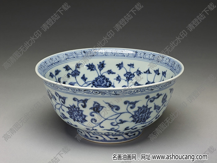 明永樂 青花四季花卉紋碗 高清大圖下載