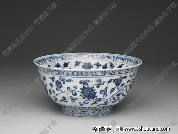 明永樂 青花四季花卉紋碗 高清大圖下載