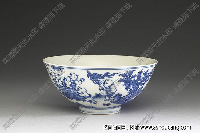 明成化 青花嬰戲圖碗 高清大圖下載