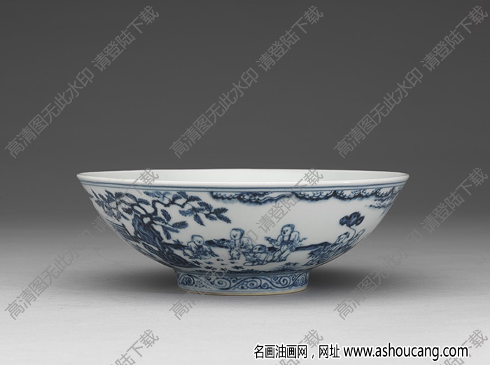 明宣德 青花嬰戲圖碗 高清大圖下載