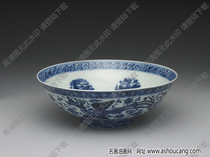 明宣德 青花鳳凰紋碗 高清大圖下載