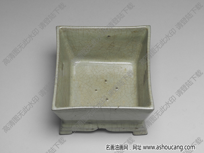 南宋-元 官窯青瓷方爐 高清大圖下載
