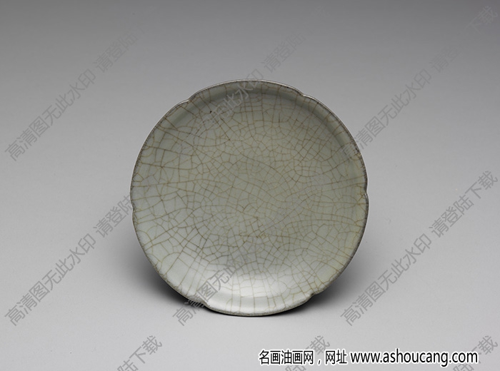 南宋-元 哥窯青瓷葵口碟 高清大圖下載