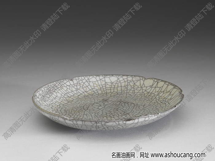 南宋-元 哥窯青瓷葵口盤 高清大圖下載