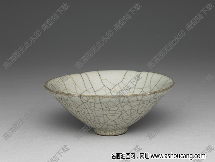 南宋 哥窯灰青葵口碗 高清大圖下載