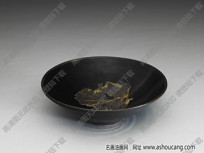 南宋 吉州窯黑釉木葉紋茶盞 高清大圖下載