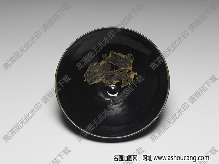 南宋 吉州窯黑釉木葉紋茶盞 高清大圖下載