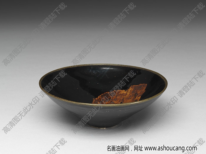 南宋 吉州窯黑釉木葉紋茶盞 高清大圖下載