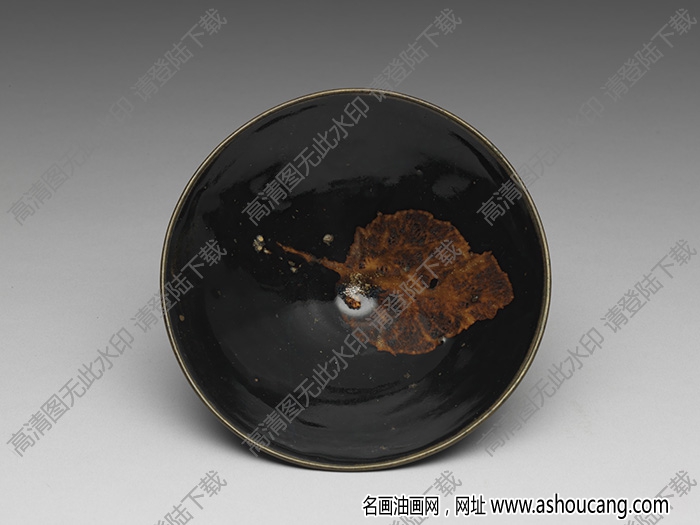 南宋 吉州窯黑釉木葉紋茶盞 高清大圖下載