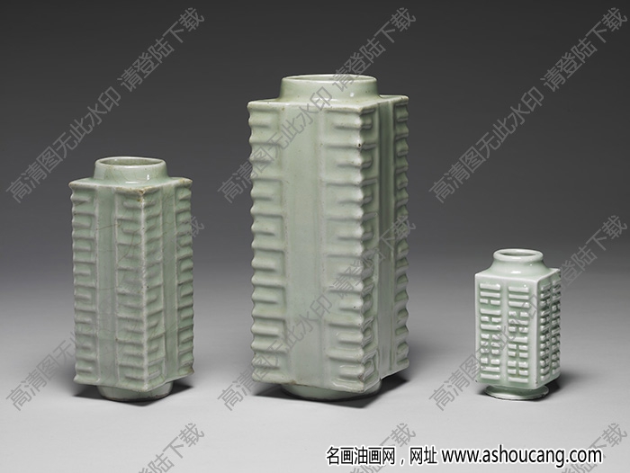 南宋到元 龍泉窯青瓷琮式瓶 高清大圖下載
