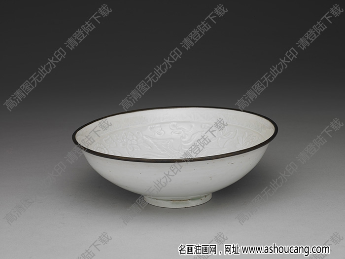 南宋-元 景德鎮(zhèn)窯青白瓷印花雙鳳紋碗 高清大圖下載