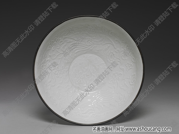 南宋-元 景德鎮(zhèn)窯青白瓷印花雙鳳紋碗 高清大圖下載