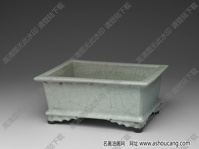 南宋 官窯青瓷長(zhǎng)方盆 高清大圖下載