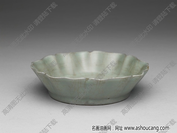 南宋 官窯青瓷葵花式洗 高清大圖下載