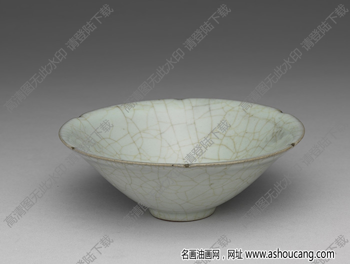 南宋-元 官窯青瓷葵口碗 高清大圖下載