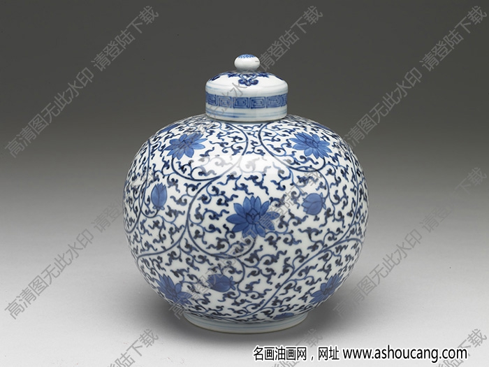 清雍正 青花纏枝花卉蓋罐 高清大圖下載