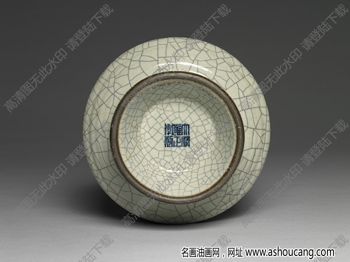 清雍正 仿哥釉青瓷長(zhǎng)頸瓶 高清大圖下載