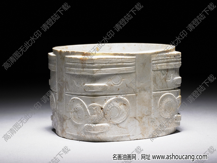 良渚文化 雕紋玉方鐲 高清大圖下載