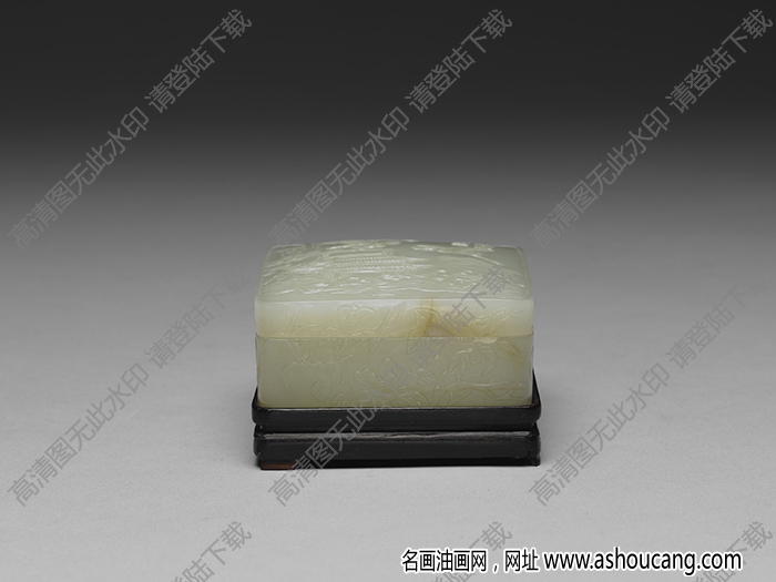 明代 明子岡款白玉海屋添籌方盒 高清大圖下載