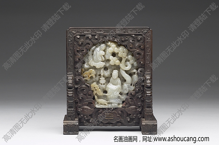 明代 秋山仕女焚香玉飾 高清大圖下載