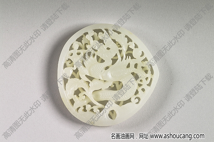 明代 玉魚龍花草紋帶飾 高清大圖下載