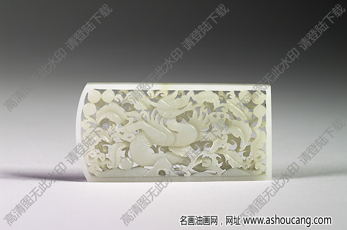 明代 玉魚龍花草紋帶飾 高清大圖下載