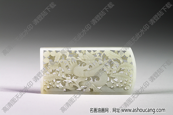 明代 玉魚龍花草紋帶飾 高清大圖下載