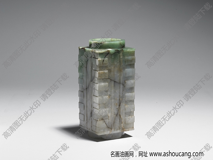 清乾隆 玉琮式瓶 高清大圖下載