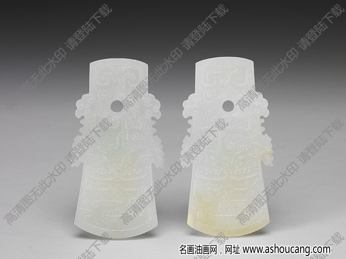 清代 白玉雕花斧形佩 高清大圖下載