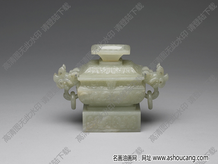 清代 青玉鳥(niǎo)紋簋形爐 高清大圖下載