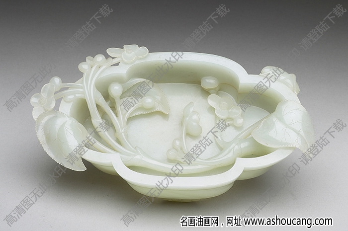 清代 青玉海棠花式洗 高清大圖下載