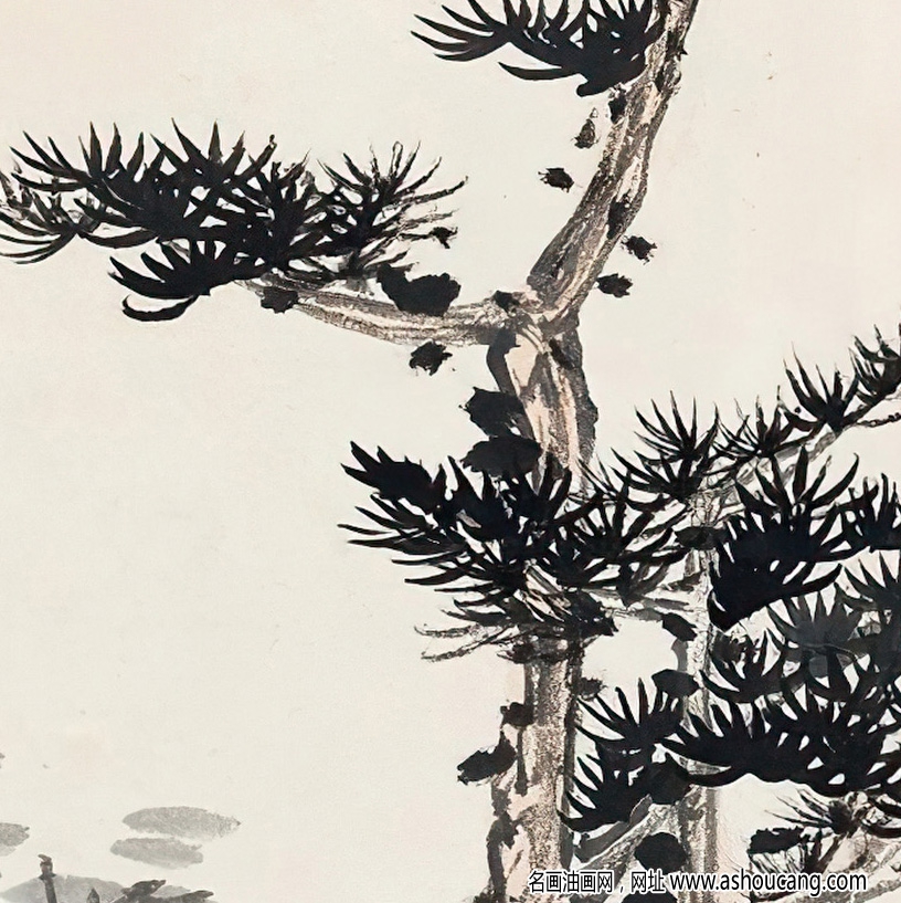 張大千國畫_策杖行吟高士圖_高清大圖下載
